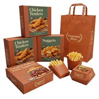 Boîte en papier biodégradable de qualité alimentaire, bon marché, en gros, pour hamburger, poulet frit, frites, emballage combiné pour la restauration rapide