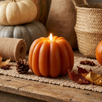 Bougie LED sans flamme à piles en cire de paraffine 3D en forme de citrouille pour la décoration de la maison à Halloween et Noël
