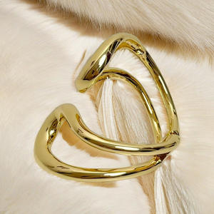 Bracelet jonc ouvert en or 18 carats, nouveau modèle 2024, vente chaude, géométrique, métallique, lisse, à ressort, simple, grand - Product Image 5