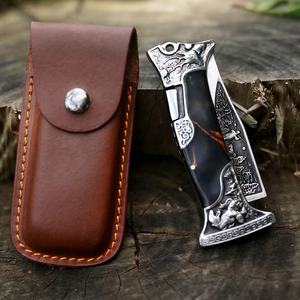 سكين تخييم قابل للطي من كولومبيا طراز A3188 مع زر لتبديل الشفرة، مقابض خشبية وراتنجية، جاهز للاستخدام اليومي - Product Image 4