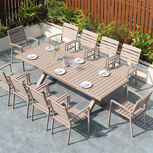 Ensemble de <span class=keywords><strong>table</strong></span> et de chaises de salle à manger d'extérieur rétractables en alliage d'aluminium, de taille personnalisable, rétro, imperméable et résistant au soleil - Product Image 6