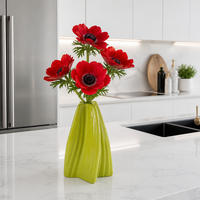 Vase à fleurs géométrique côtelé moderne, léger, en plastique, pour la maison et le bureau