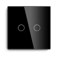 Interrupteur d'alimentation intelligent Wi-Fi à écran tactile double direction 2 gangs UE, contrôle LED miroir, courant max. 10A, cadre en verre, certifié CE/RoHS/FCC, AC