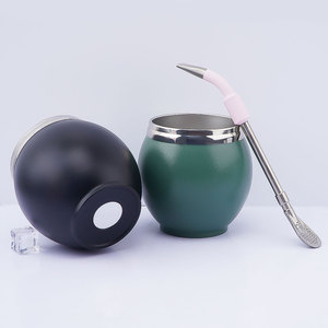 Luxury <span class=keywords><strong>Mate</strong></span> 250ml Café Tasse À Thé Nouveau 8oz Double Paroi SS 304 Fiole À Vide En Acier Inoxydable avec Argentine Yerba Bombilla - Product Image 2