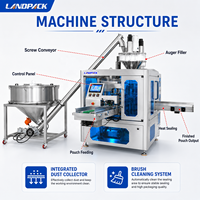 Machine d'emballage pour sachets Doypack de produits laitiers secs : yaourt, crème à café, crème de lactosérum, protéines de lait, poudre de cacao, farine de blé