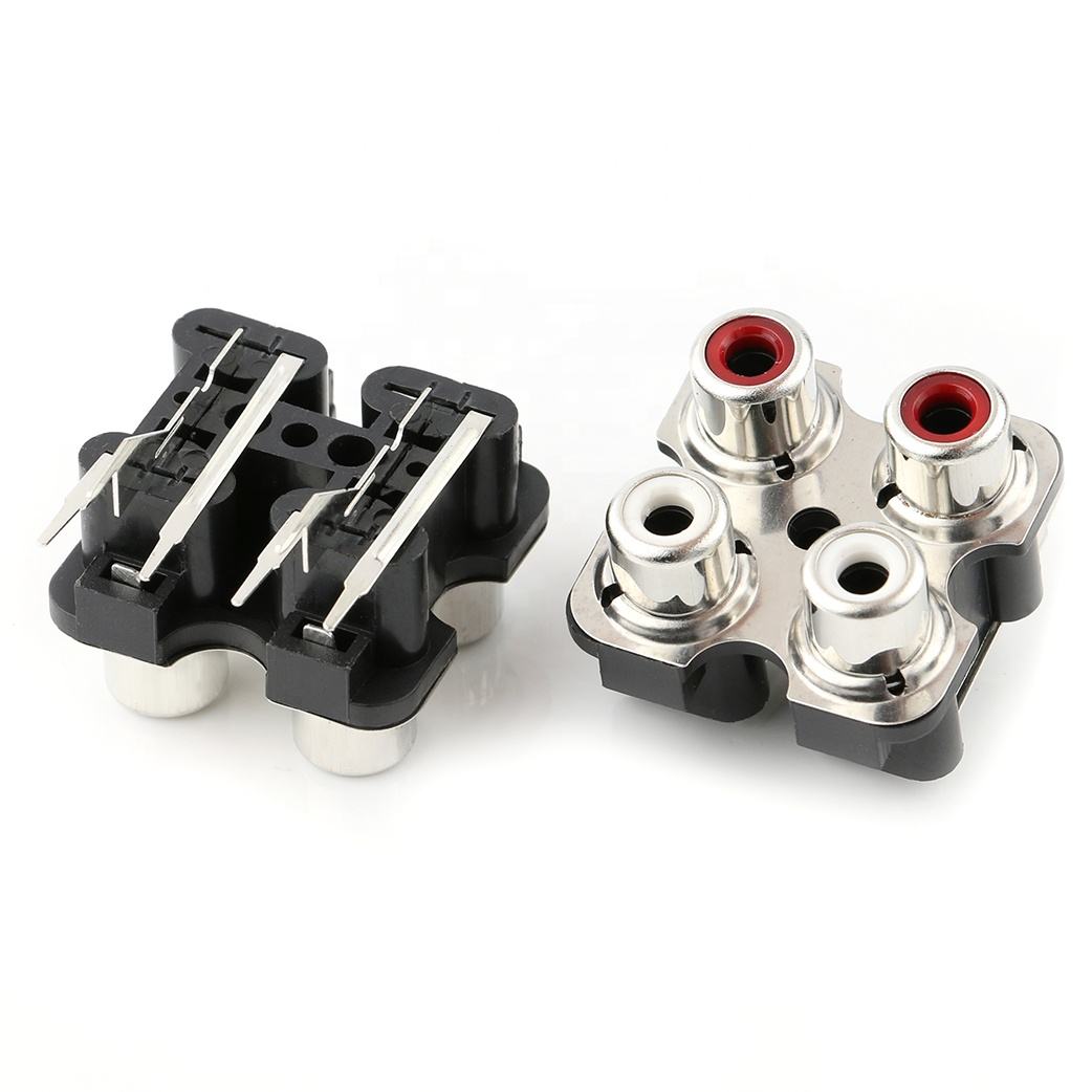 Outlet Stainless Steel Panel AV4-8.4-7 4 Pins RCA Sockets AV Jack