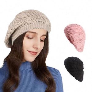 Béret en tricot côtelé chaud pour femme, idéal pour l'automne et l'hiver - Product Image 1