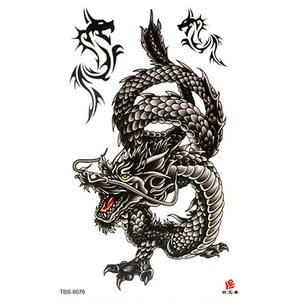 Large Chest Tattoo For Men Black Chinese Fly Dragon Waterproof