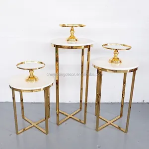 3pcs a set Hot sale gold cake table plinth/cake table /party dessert table Cake stand pillar for party decoration