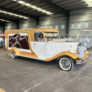 รถศพสุดหรูสีทองคลาสสิก 4 ล้อ ออกแบบใหม่ รถพิเศษสำหรับการขนส่งศพ อุปกรณ์งานศพ - Product Image 5