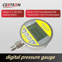 Tekanan Digital Kompak Industri Portabel Psi MmHg M20 G1/4 Vakum Air Gas Oli USB Baterai 0.1-160MPa