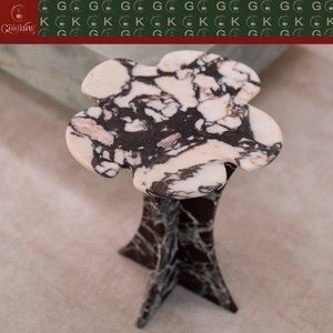 Mesa Auxiliar de Esquina para Dormitorio GOLDKING, Elegante, de Mármol, Base Negra, Vetas Blancas Crema, Acabado de Borde Sin Juntas - Product Image 6