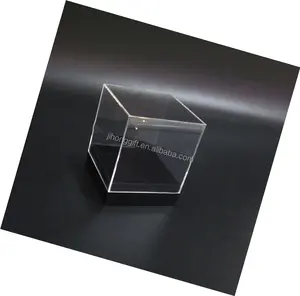 Hộp Trưng Bày Trang Sức Bằng Nhựa Plexiglass Trong Suốt Với Đế Màu Đen Hình Vuông Cube Hộp Trưng Bày Acrylic Nhỏ Trong Suốt - Product Image 1