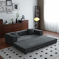 Canapé-lit pliable multifonctionnel en velours côtelé gris ODM, compressé, pour salon, en tissu OEM
