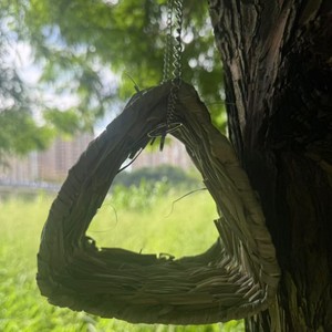 Ornement suspendu en forme de nid d'oiseau tressé, en herbe de montagne, fait main, Fossa triangulaire pour hamster, décoration de jardin - Product Image 3