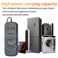 Multiprise de haute qualité avec protection contre les surtensions 13A, 8 prises AC + 4 QC + 2 ports USB en forme de C, idéale pour un usage résidentiel
