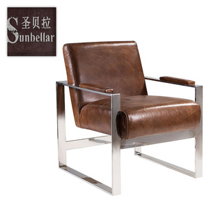 Tienda de café sofá de la Sala de la silla con <span class=keywords><strong>el</strong></span> brazo moderno naranja sillas de cuero - Product Image 1