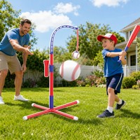 Support de frappeur de baseball 3-en-1 avec lanceur automatique de balles pour l'entraînement des enfants, jouet de sport extérieur réglable, cadeau pour enfants