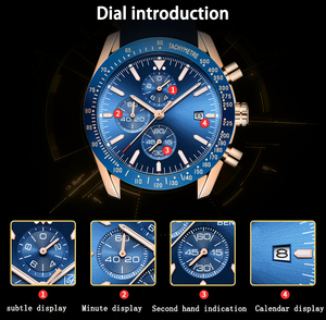 Reloj de Pulsera de Cuero de Moda, Reloj Cronógrafo Luminoso de Lujo a Prueba de Agua para Hombre - Product Image 5