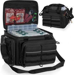 Muestra gratuita: Bolsa de pesca tipo bandolera, caja de aparejos de pesca resistente al agua con soporte para caña y bebidas, correas ajustables - Product Image 1