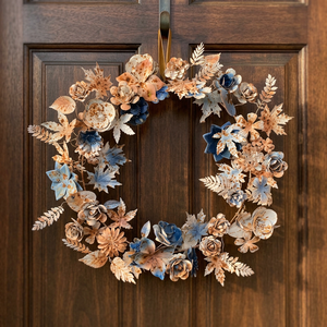 Corona Metálica Vintage Hecha a Mano, Redonda, Decorativa, con Flores, Sin Luces, para Manualidades Navideñas - Product Image 4