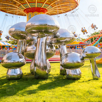 Champignon gonflable géant argenté brillant en PVC portable pour la publicité extérieure et la décoration d'événements