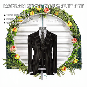 Traje de negocios coreano de una sola botonadura para hombre, de lana peinada, impermeable y transpirable, para personas mayores, disfraz de actuación. - Product Image 2