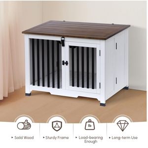 Portatile in legno massello pieghevole gabbia per cani al coperto casa per animali domestici mobili in legno sostenibile canile da tavolo - Product Image 4
