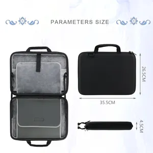 Erkek kadın için seyahat iş bilgisayar çantası taşınabilir evrak EVA deri Laptop sert çanta kayış ile