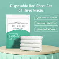 Vente en gros de draps de lit jetables, taies d'oreiller, ensemble de draps de voyage simples et respirants, ensemble de draps de lit pour hôtel