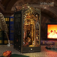 Kit de construction de maison de poupée miniature en bois à assembler soi-même William Castle Book Nook avec éclairage LED, modèle de scène de livre, décoration de bureau