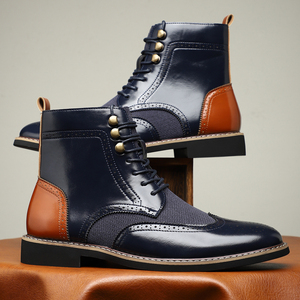 <span class=keywords><strong>Bottes</strong></span> Martin vintage en cuir PU pour hommes, à lacets, antidérapantes, pour affaires, mode urbaine et occasions formelles - Product Image 1