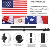 Kit de support de mât de drapeau mural de 6 pieds 3x5 drapeaux américains conception sans enchevêtrement maison porche extérieur déco-pour l'agriculture automobile