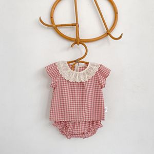 Conjunto de Ropa de Verano PP2026 para Bebés <span class=keywords><strong>y</strong></span> Niños Pequeños, Camisa a Cuadros Rosa con Pantalones, 2 Piezas, Venta al Por Mayor - Product Image 2