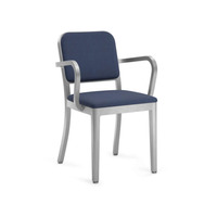 Cadre en aluminium Offre Spéciale coussins de siège et de dossier rembourrés brossés accoudoir chaise d'officier de dîner bleu marine à vendre