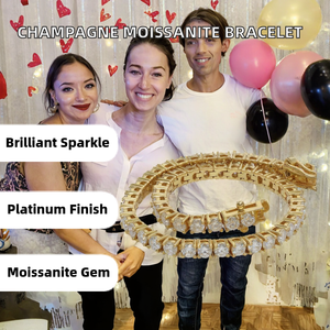 Pulsera de Plata de Ley S925 con Baño de Platino y Moissanita Champagne de 3mm/4mm/5mm y 1ct, Elegante y Moderna para Mujer - Product Image 2