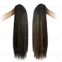 Fujia Extension de queue de cheval à cordon en fibre haute température, longue, épaisse et droite, colorée dégradée, pour femmes, à perte de cheveux minimale