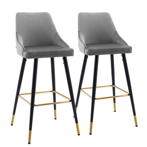 Taburete de Bar Moderno y Lujoso con Reposabrazos de Terciopelo, Patas de Metal Bicolor Negro y Dorado, Silla de Barra para Hogar, Restaurante, Hotel, Apartamento - Product Image 4