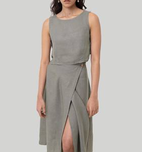 Jupe midi décontractée vintage en mousseline respirante, douce, antistatique, à taille basse et à superposition - Product Image 1