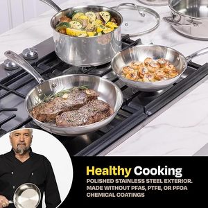 Geling, faible MOQ, ensembles de casseroles de cuisine en acier inoxydable, bonne vente, casseroles et poêles à <span class=keywords><strong>induction</strong></span>, compatibles four jusqu'à 500F - Product Image 2