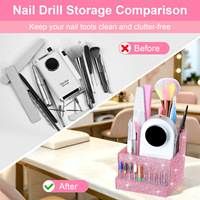 Organizador de Escritorio para Herramientas de Manicura, Soporte para Pulidor de Uñas con Diamantes, Organizador de Brocas para Uñas, Estuche de Almacenamiento para Escritorio