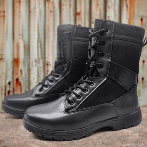 รองเท้าบูทหุ้มข้อสูง ระบายอากาศได้ดี ผ้าตาข่าย สำหรับกิจกรรมกลางแจ้ง ฝึกซ้อม หนังแบบต่อผ้า พื้นยาง ส้นเตี้ย - Product Image 4