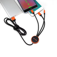 Cable de Carga Multiusos 3 en 1, Cable de Carga USB con Logotipo Luminoso para Teléfono Celular/IP/Galaxy/PS/iPads