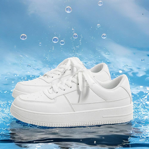 夏の新作メンズスニーカー、通気性抜群で実用的な厚底パンケーキシューズ、レースアップ、PUアッパー、ラバーアウトソール - Product Image 5