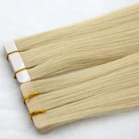 Extensions de cheveux blonds européens de qualité supérieure, double trame, lisses, invisibles, avec bande adhésive en PU, 100 % cheveux humains vierges