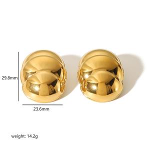 Pendientes con forma de bola, oro de 18k, acero inoxidable, diseño geométrico para mujer, ocasión de regalo TE6628 - Product Image 3