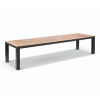 Ensemble de salle à manger d'extérieur en métal, table et chaises de jardin, table en aluminium de 3,55 m avec bancs