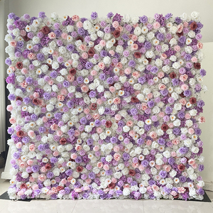 Panneau mural floral artificiel de luxe de haute qualité, 4ft 8ft 10ft, en rouleau 3D, avec fleurs de rose en soie, pour décoration murale, couleurs Lilas, Lavande, Violet - Product Image 3