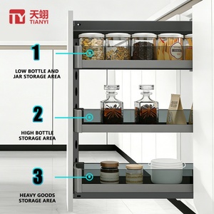 TIANYI Modern 3-Tier Side Mount Pull Out Kitchen Cabinet Organizer <b>Slim</b> Sliding Three-Layer Spice Rack Seasoning <b>Storage</b> Basket - Product Image 3
