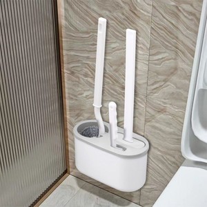 Toilet Brush Set Wall Mounted Plastic <b>Silicone</b> Bristles Bathroom Cleaning <b>Tool</b> For Toilet - Product Image 1